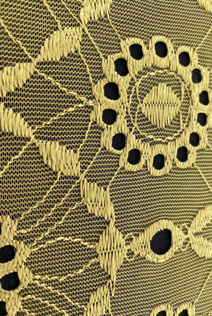 Çağla Yeşili Mat Polyester Bohrerli Dantel