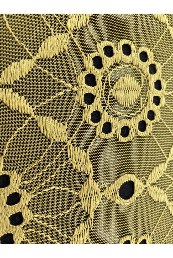 Çağla Yeşili Mat Polyester Bohrerli Dantel