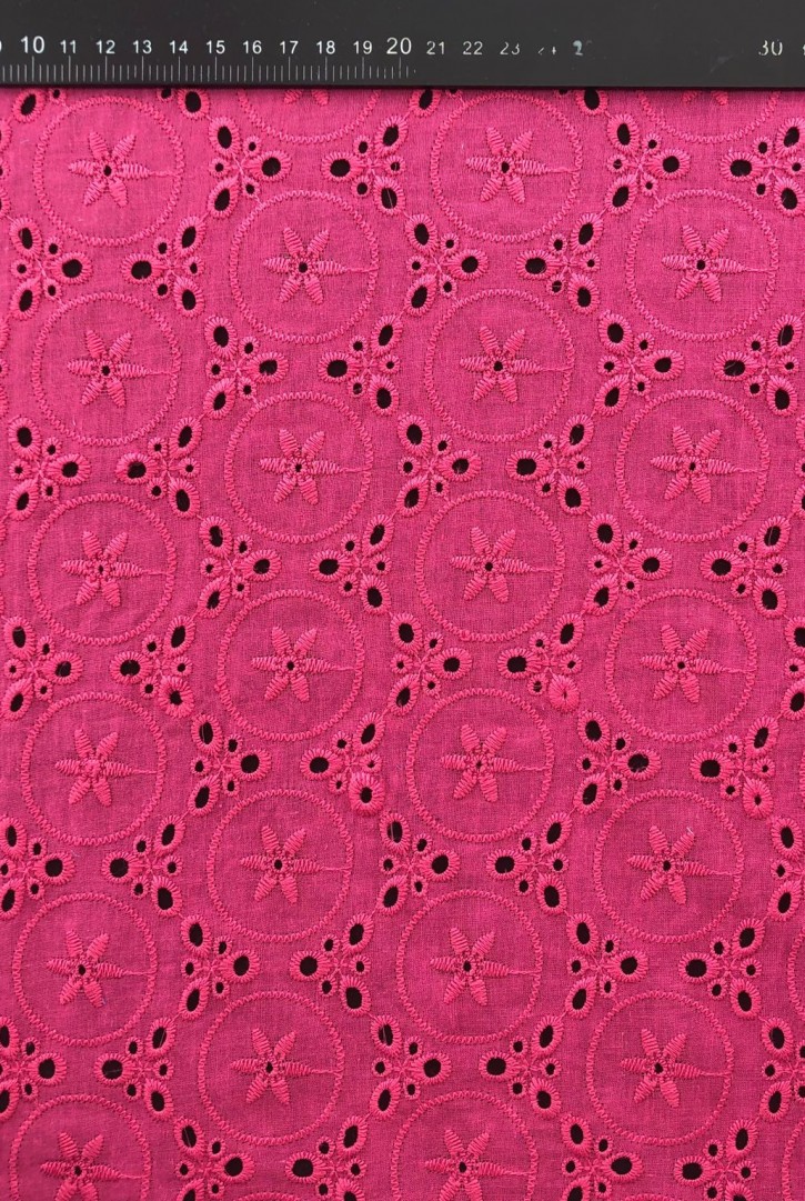 Fuşya Bohrerli Pamuk Vual İthal Brode Kumaş