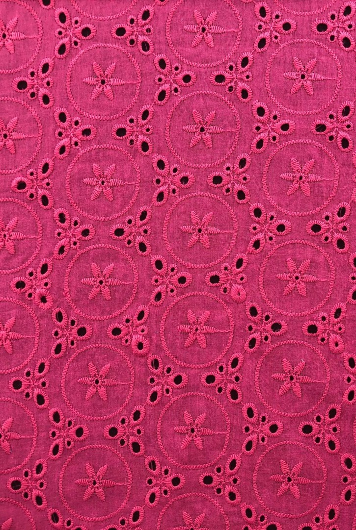 Fuşya Bohrerli Pamuk Vual İthal Brode Kumaş