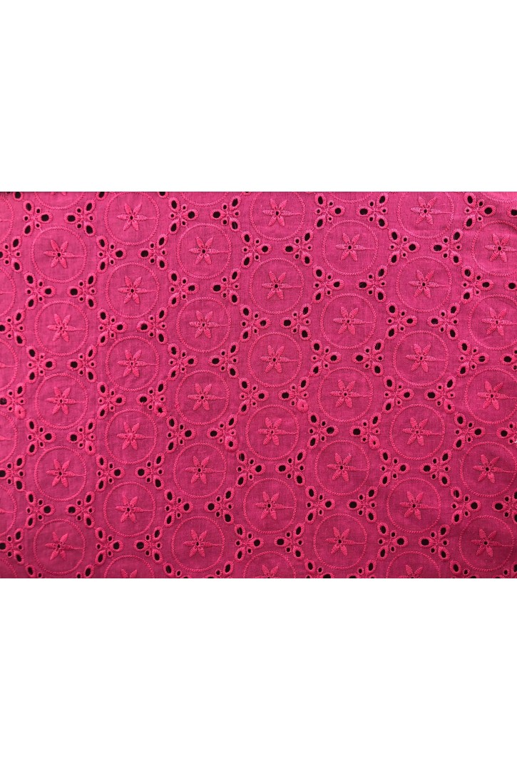 Fuşya Bohrerli Pamuk Vual İthal Brode Kumaş