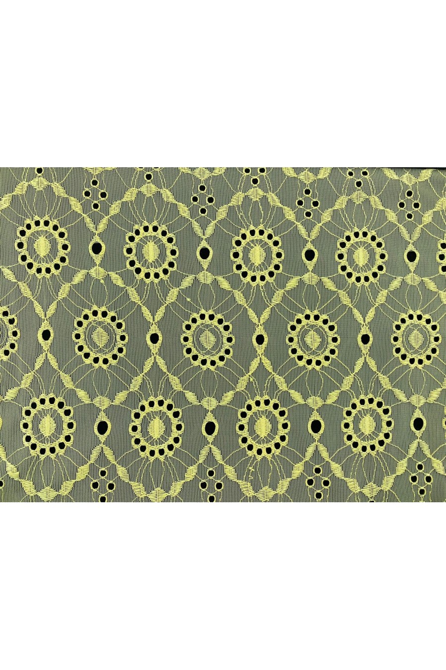 Sarı Bohrerli Mat Polyester Dantel Kumaş - 150 cm