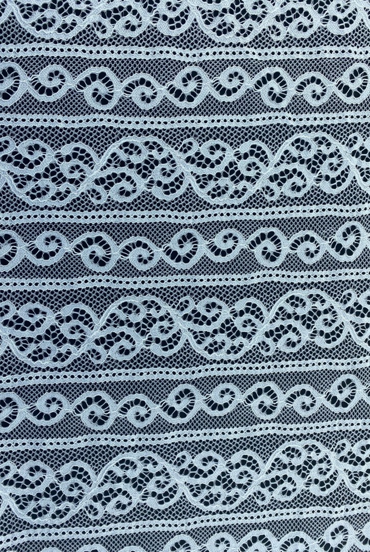 Optik Beyaz Kordlu Likralı Naylon Dantel