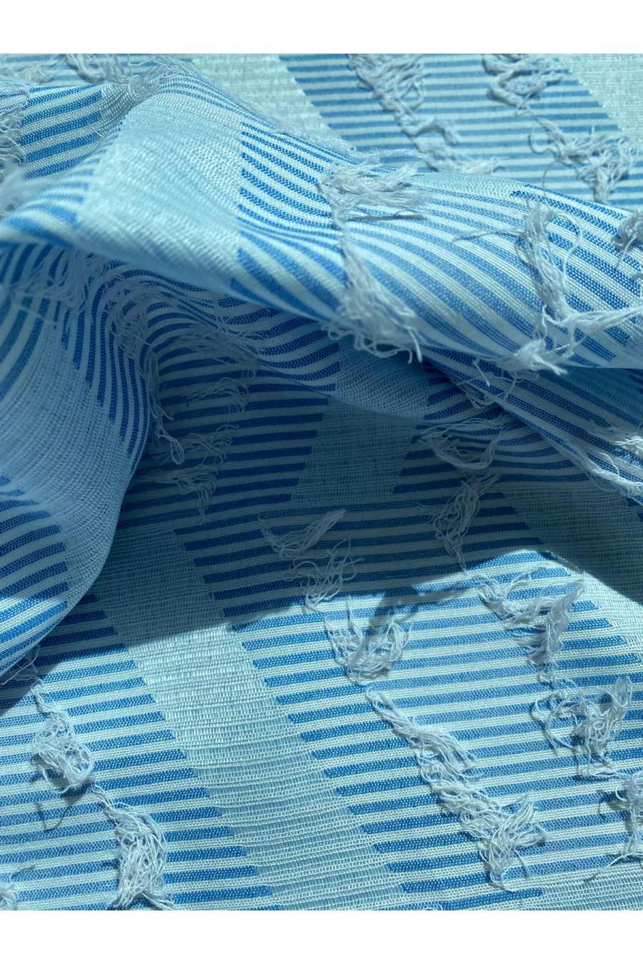 22347 KUMAŞ/YERLİ/LEZ/POLYESTER/PAMUK/KESME/MAVİ-BEYAZ/155 CM