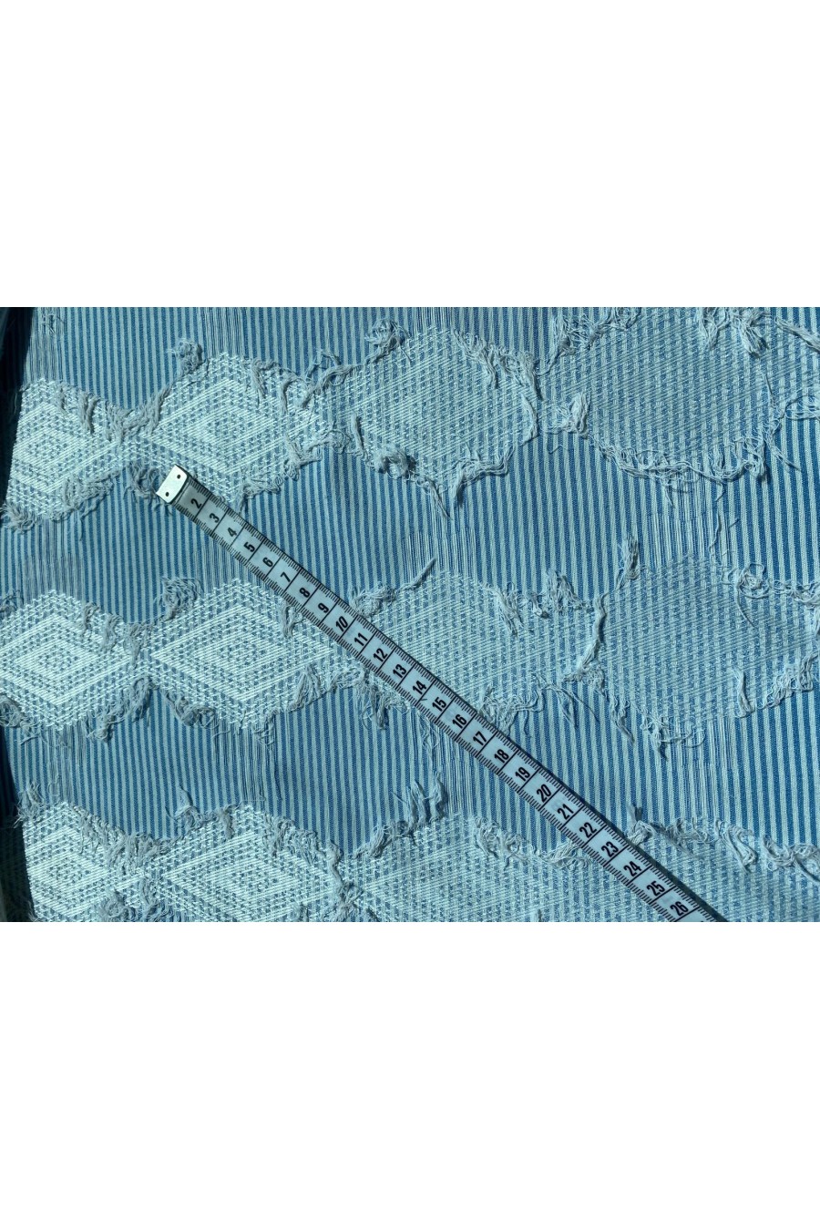 22348 KUMAŞ/YERLİ/LEZ/POLYESTER/PAMUK/KESME/BEYAZ-MAVİ/155 CM