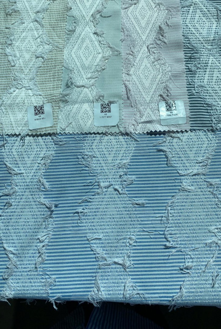 22348 KUMAŞ/YERLİ/LEZ/POLYESTER/PAMUK/KESME/BEYAZ-MAVİ/155 CM