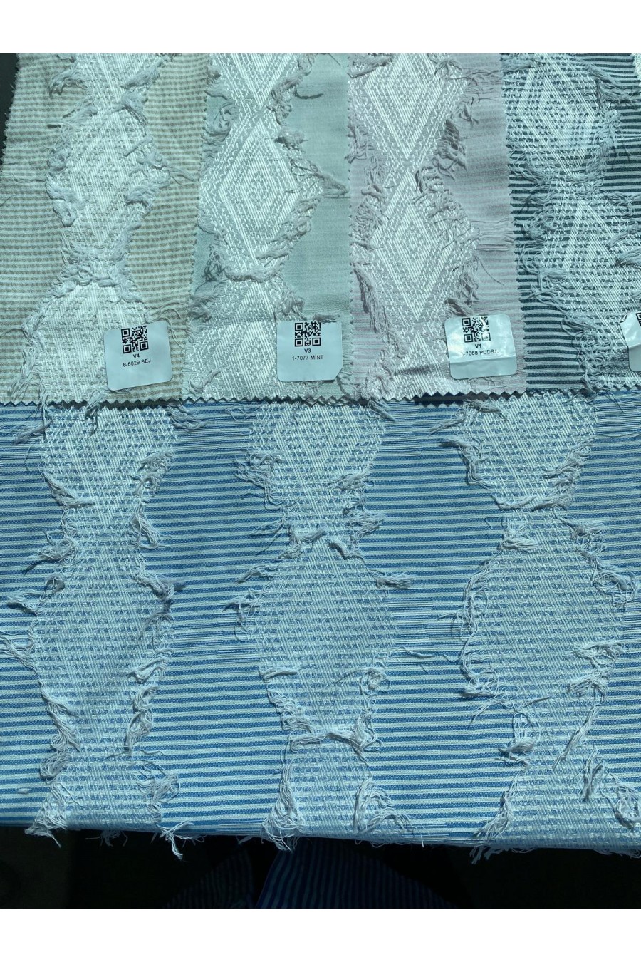 22348 KUMAŞ/YERLİ/LEZ/POLYESTER/PAMUK/KESME/BEYAZ-MAVİ/155 CM