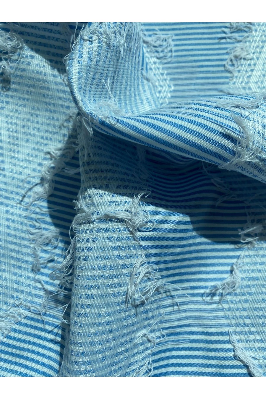 22348 KUMAŞ/YERLİ/LEZ/POLYESTER/PAMUK/KESME/BEYAZ-MAVİ/155 CM
