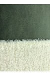 18274-METRE Yeşil Deri ve Krem Kürk Yerli Kumaş - 150 cm