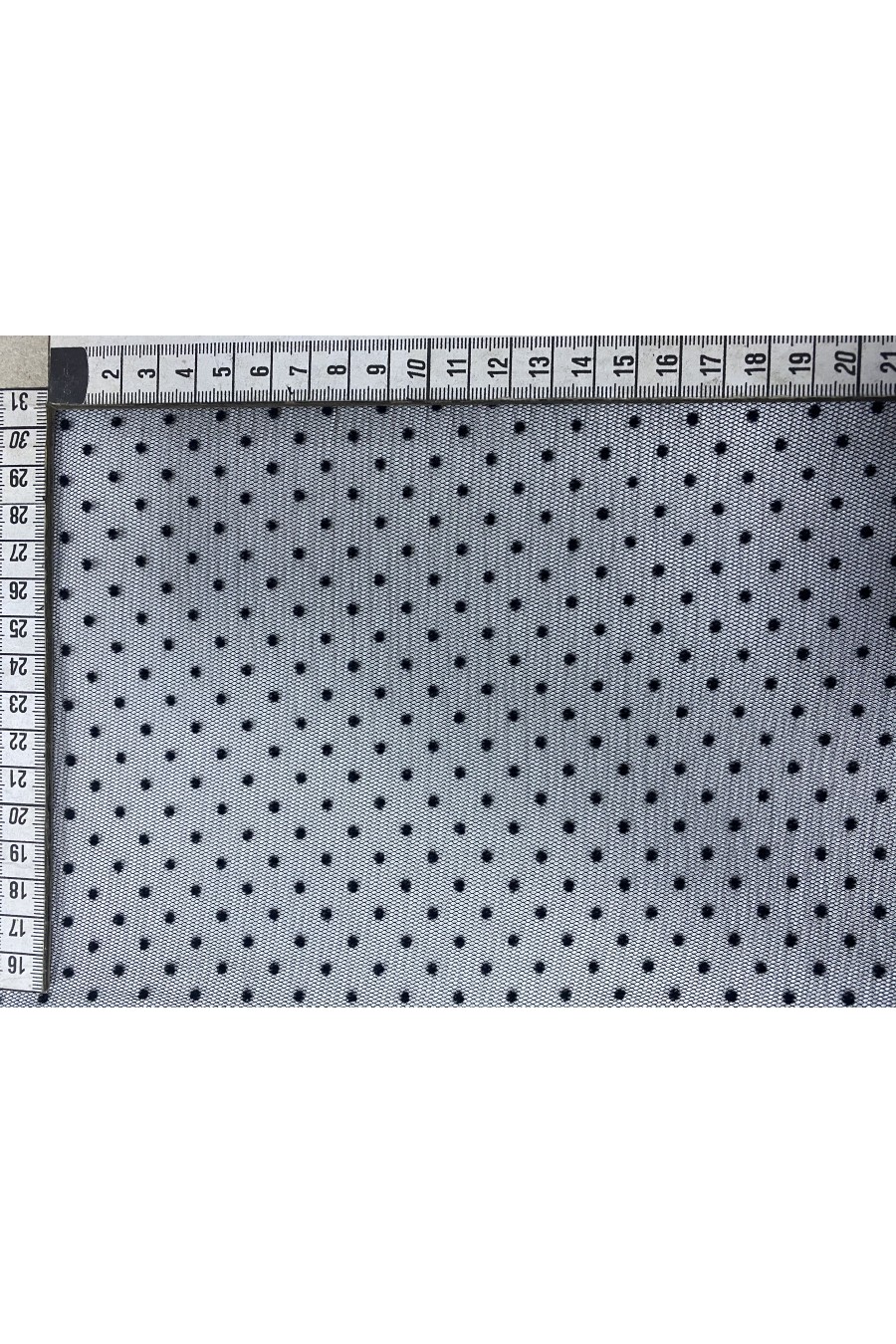 8701-METRE Siyah Flok Baskılı Yerli Tül, 150 cm