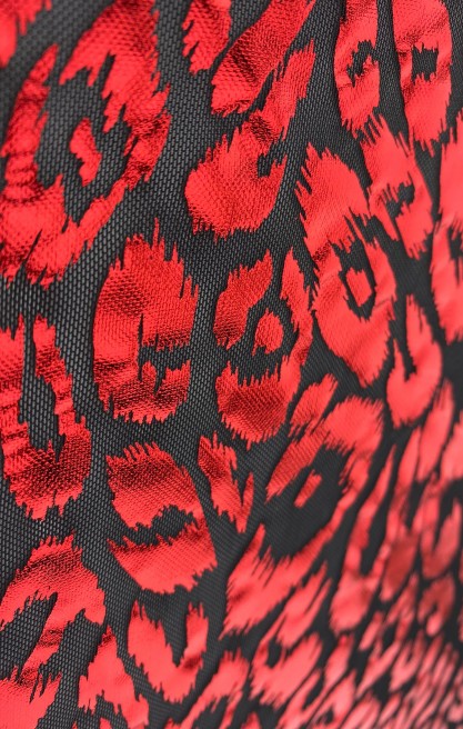 20539 KUMAŞ/YERLİ/LEZ/POLYESTER/TÜL ÜZERİ/VARAK BASKI/LEOPAR/KIRMIZI 165 CM