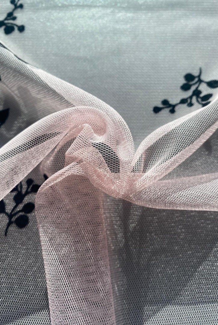 22352 TÜL/YERLİ/LEZ/POLYESTER/FLOK/PEMBE/160 CM