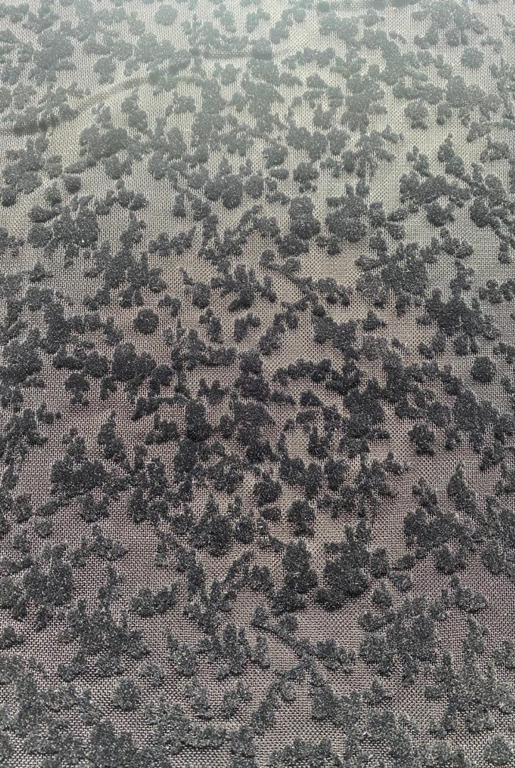 22353 TÜL/YERLİ/LEZ/POLYESTER/ELASTAN/FLOK/SİYAH/155 CM