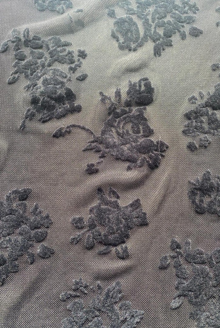 22354 TÜL/YERLİ/LEZ/POLYESTER/ELASTAN/FLOK/SİYAH/160 CM