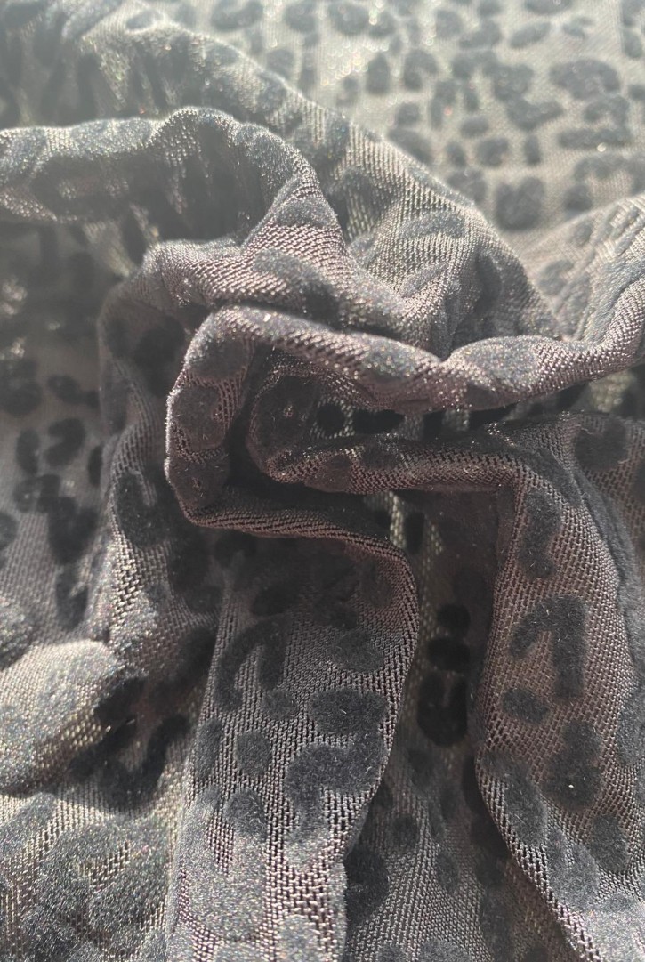 22355 TÜL/YERLİ/LEZ/POLYESTER/ELASTAN/FLOK/SİYAH/155 CM