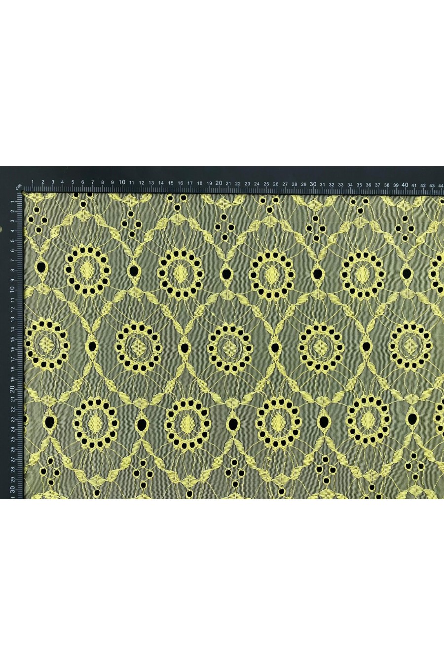 Sarı Bohrerli Mat Polyester Dantel Kumaş - 150 cm