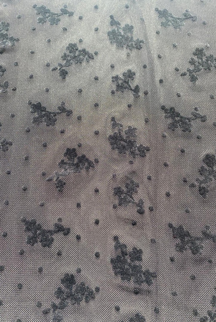 22356 TÜL/YERLİ/LEZ/POLYESTER/ELASTAN/FLOK/SİYAH/160 CM