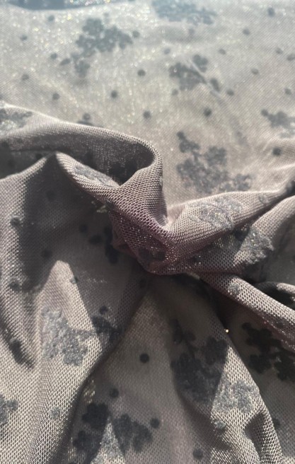 22356 TÜL/YERLİ/LEZ/POLYESTER/ELASTAN/FLOK/SİYAH/160 CM