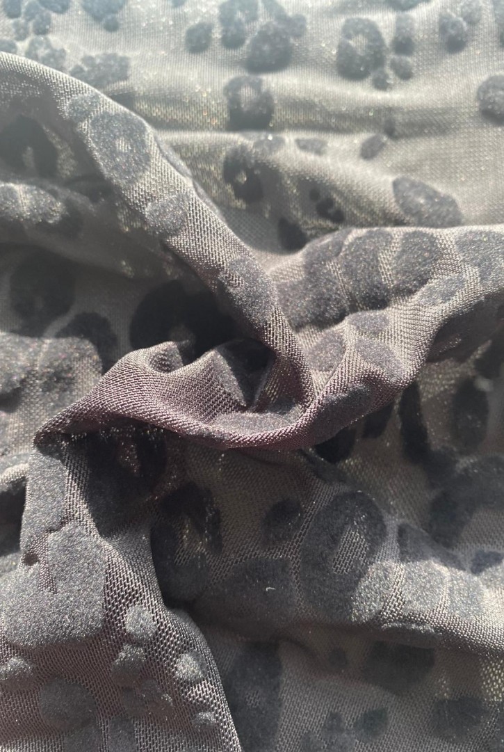 22357 TÜL/YERLİ/LEZ/POLYESTER/ELASTAN/FLOK/SİYAH/155 CM