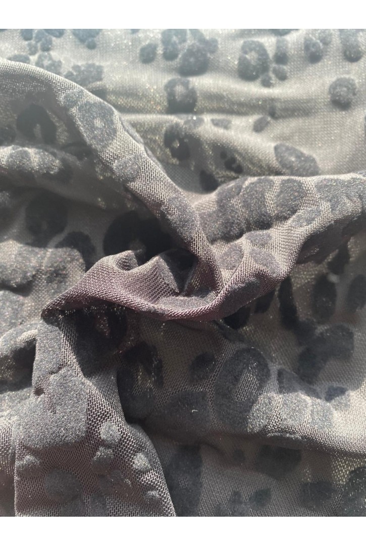 22357 TÜL/YERLİ/LEZ/POLYESTER/ELASTAN/FLOK/SİYAH/155 CM