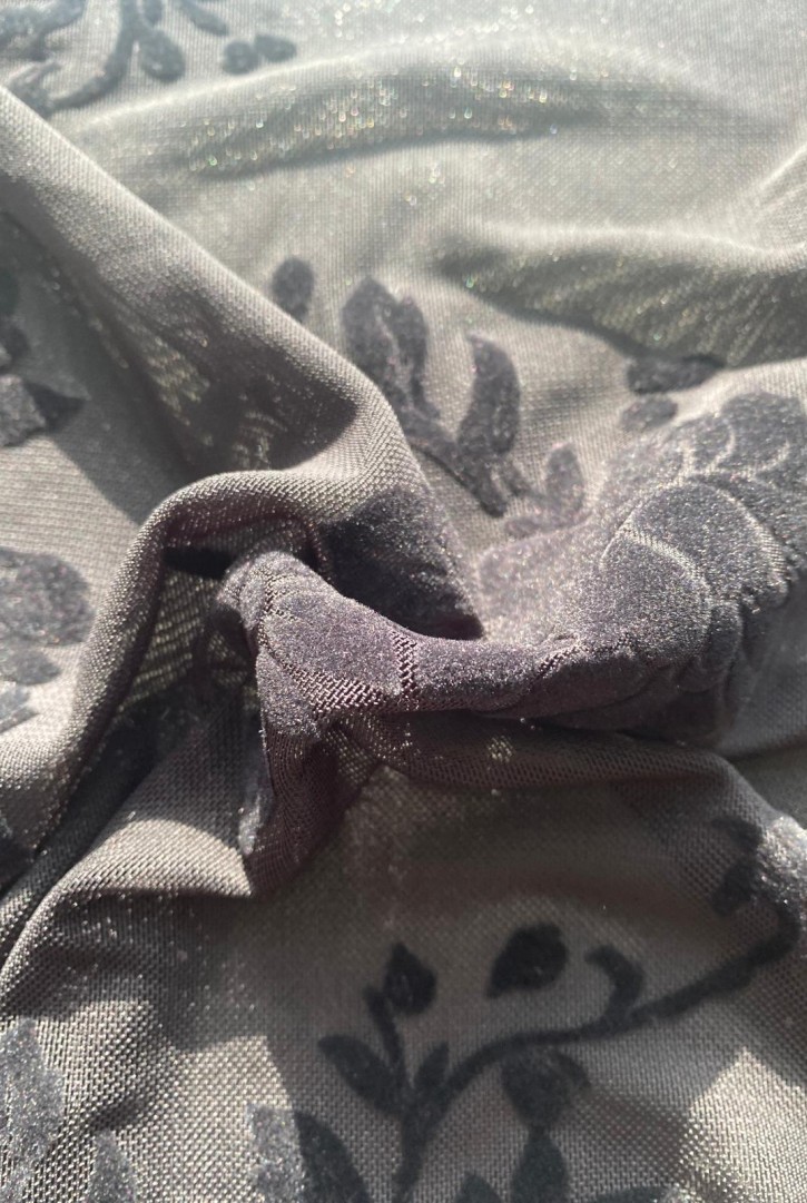 22359 TÜL/YERLİ/LEZ/POLYESTER/FLOK/SİYAH/155 CM