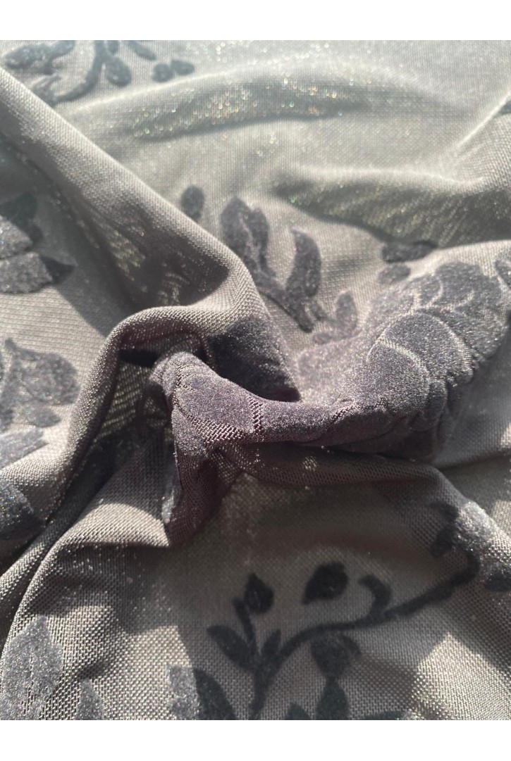 22359 TÜL/YERLİ/LEZ/POLYESTER/FLOK/SİYAH/155 CM