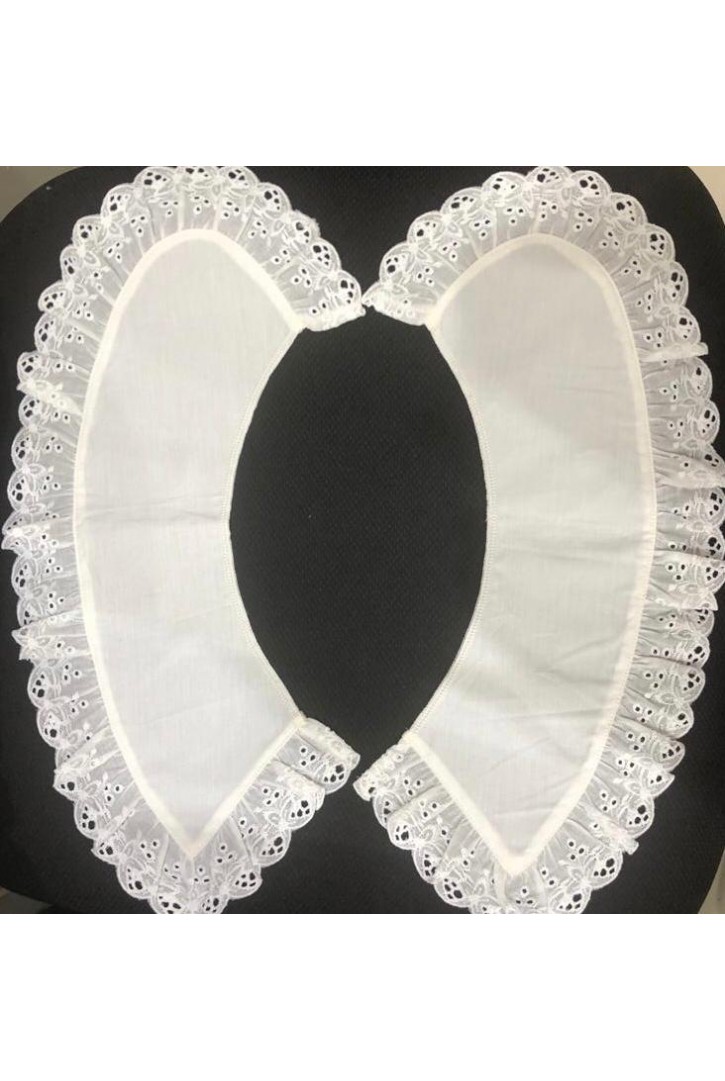 Kasar İşlemeli Poplin Pamuk Kumaş Yaka - Yerli Üretim