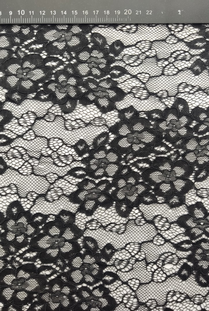 Kordlu Siyah Pamuk Naylon Dantel