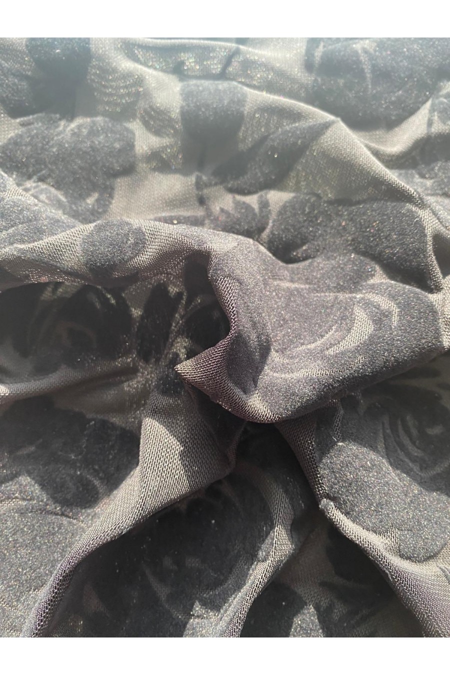 22361 TÜL/YERLİ/LEZ/POLYESTER/ELASTAN/FLOK/SİYAH/155 CM