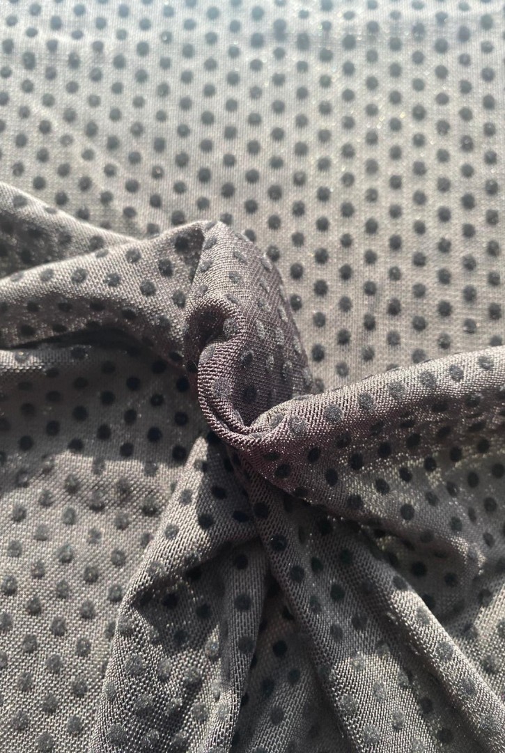 22362 TÜL/YERLİ/LEZ/POLYESTER/ELASTAN/FLOK/PUANTİYE/SİYAH/150 CM