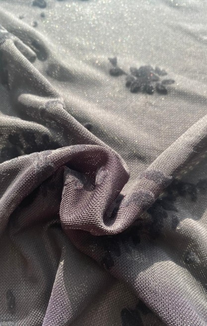 22363 TÜL/YERLİ/LEZ/POLYESTER/ELASTAN/FLOK/SİYAH/170 CM