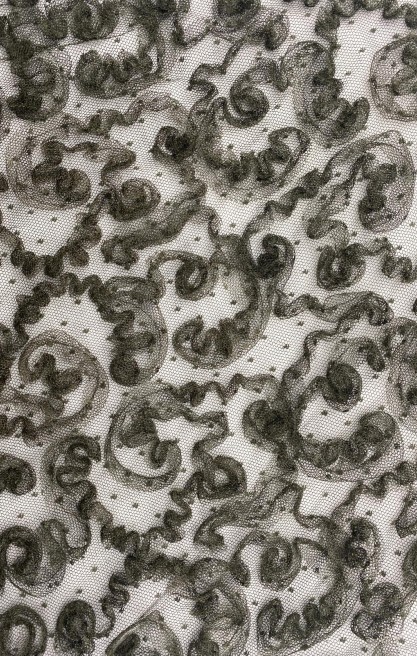 Haki Tül Üzeri Süzeneli Polyester Kumaş