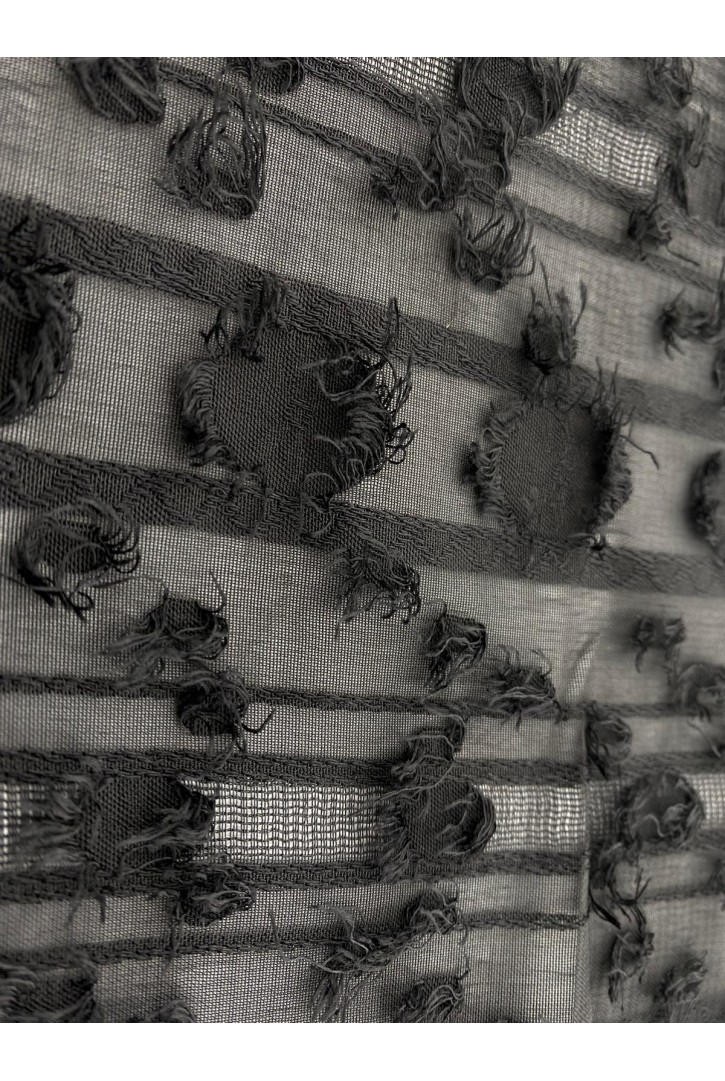 Siyah Püsküllü Çizgili Kesme Şifon, İthal, 150 cm