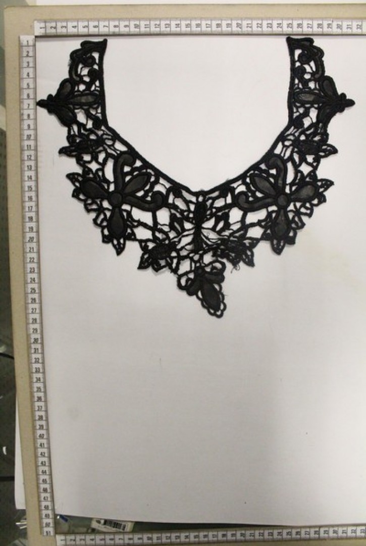 Siyah PU Brode Yaka - Polyester