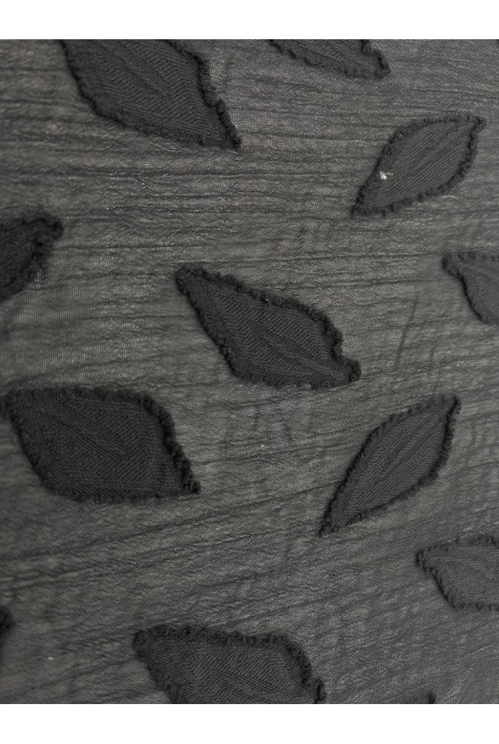 Siyah Yaprak Desenli Kesme Şifon