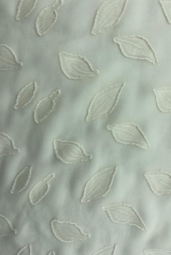 Yaprak Desenli Kesme Şifon, İthal, Bej Renk, 150 cm