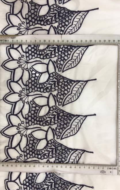 Bohrelli Lacivert İplik Vual Brode, Pamuk, Yerli