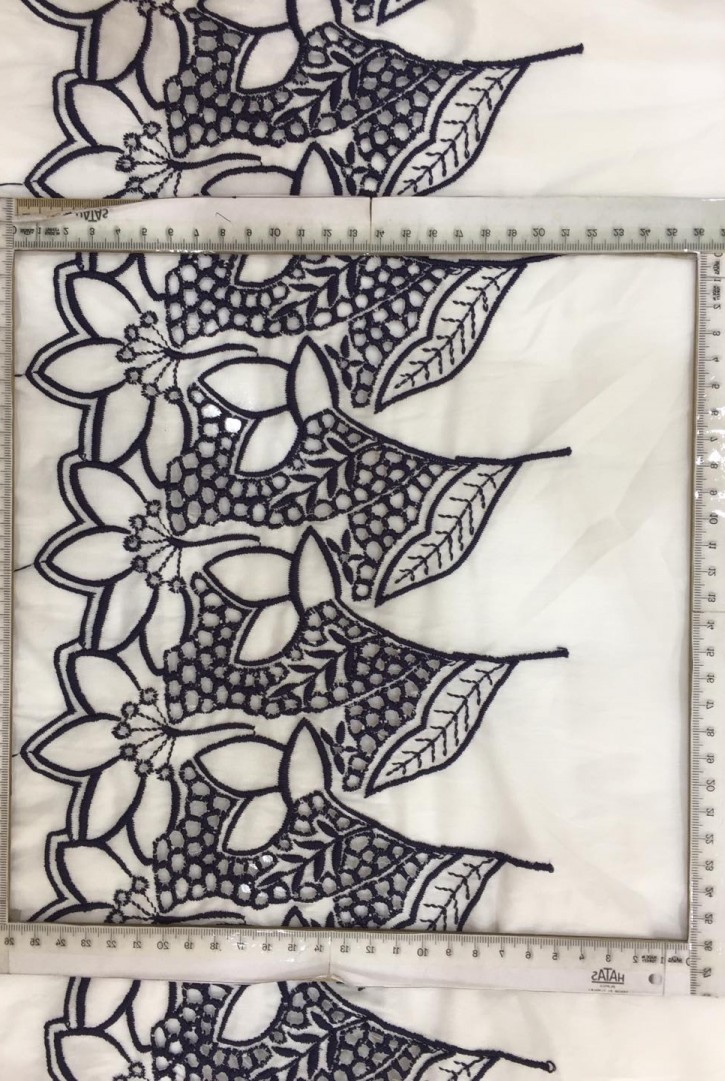 Bohrelli Lacivert İplik Vual Brode, Pamuk, Yerli