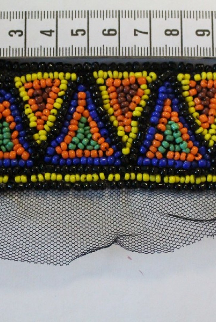 Tül Üzeri Boncuklu Renkli Aksesuar Bant