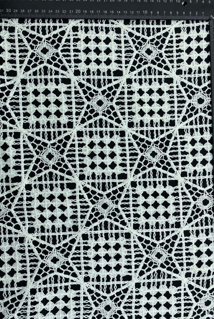 Ekru Güpür Polyester Yerli Brode Dantel - 140 cm