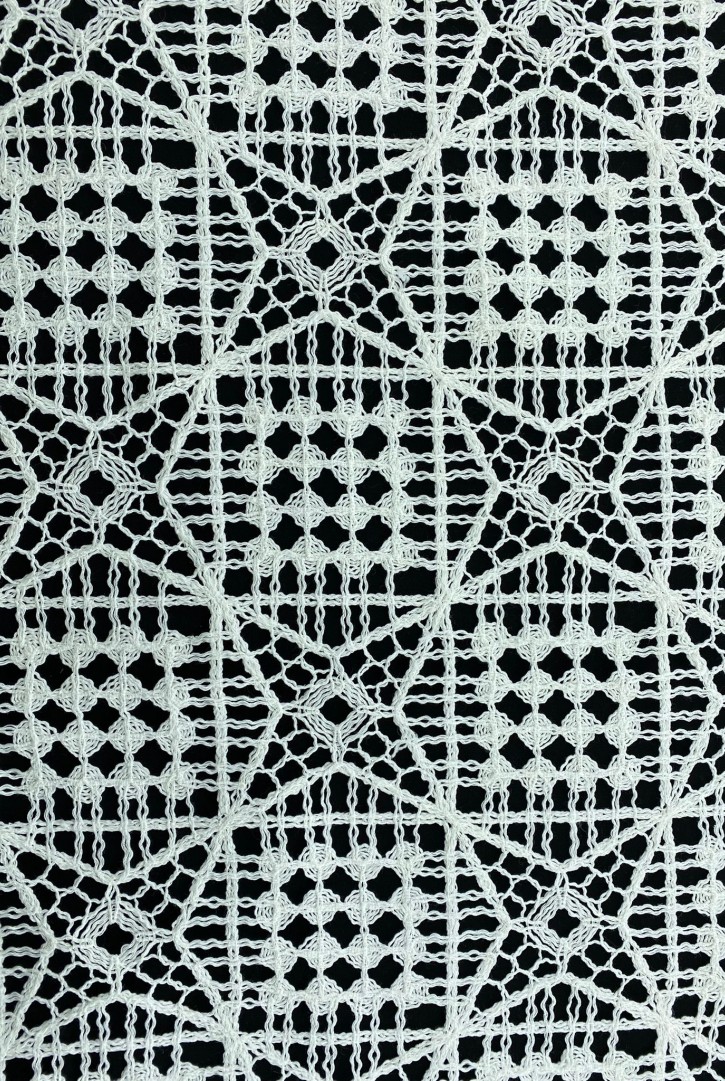 Ekru Güpür Polyester Yerli Brode Dantel - 140 cm