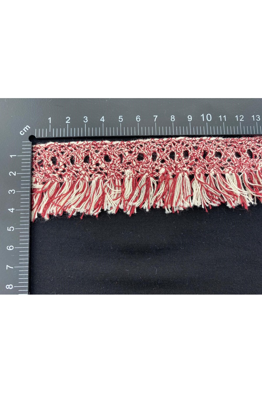 Pembe-Beyaz Saçaklı Şerit