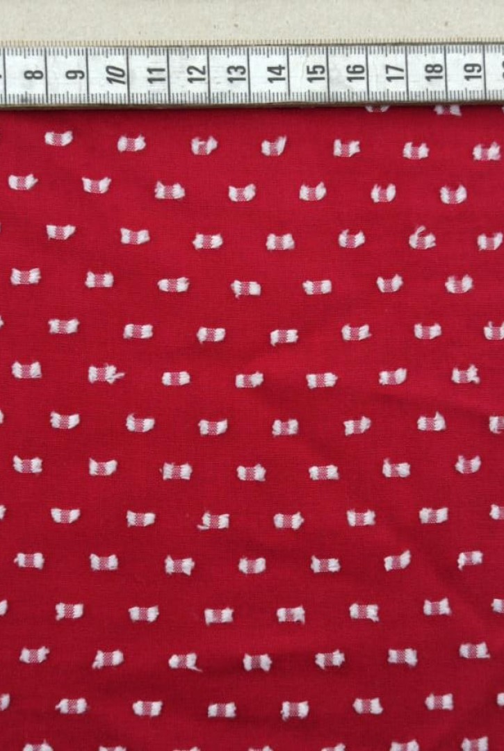 Bordo Zemin Beyaz Puantiyeli Viscon Polyester Kumaş - 150 cm