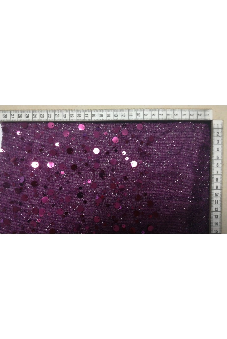 Mor Sakallı Payetli Pullu Kumaş - Analı Kızlı