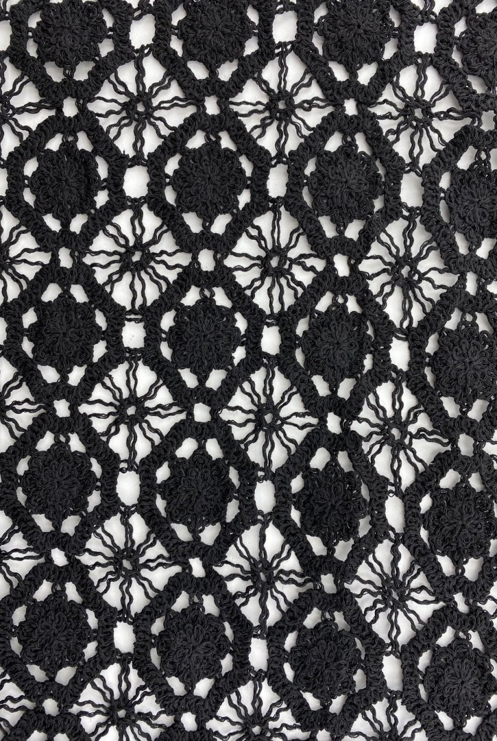 Siyah Pamuk Güpür İthal Brode Dantel - 125 cm