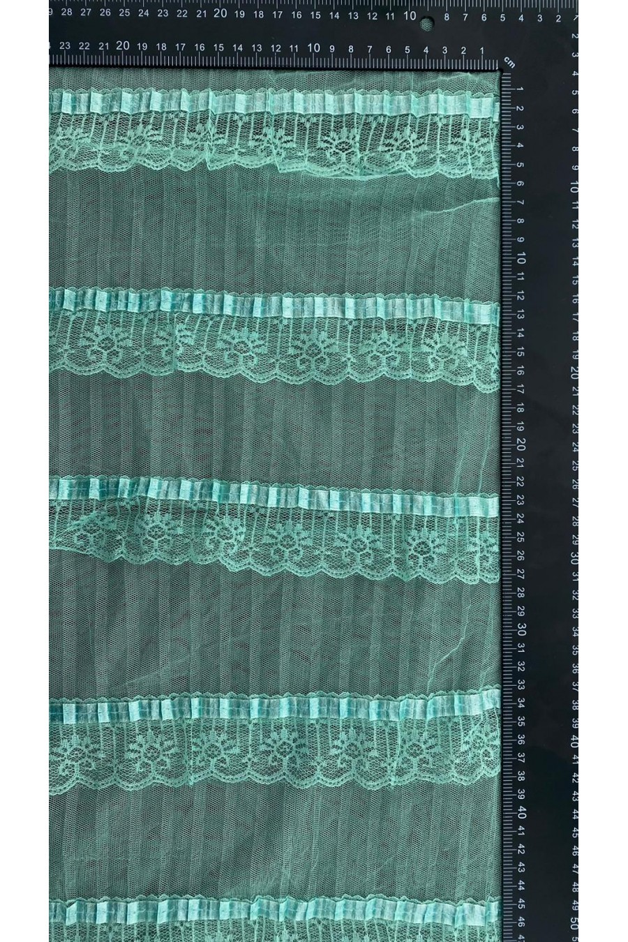 11025-METRE Mint Fırfırlı Naylon Tül Üzeri İthal Kumaş