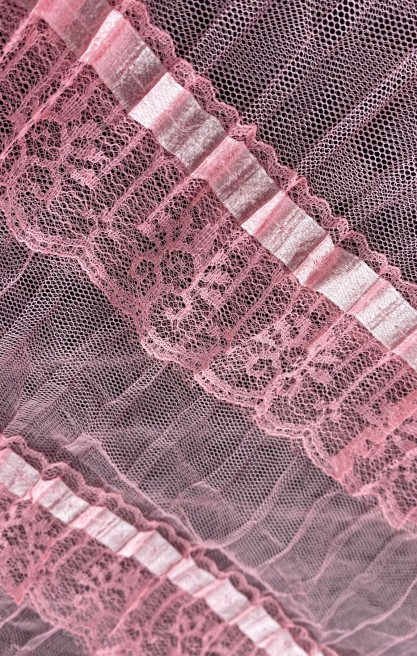 Pembe Firfirli Naylon Tül