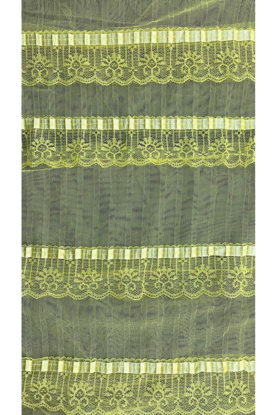 11025-METRE Sarı Fırfırlı Naylon Tül Üzeri İthal Kumaş