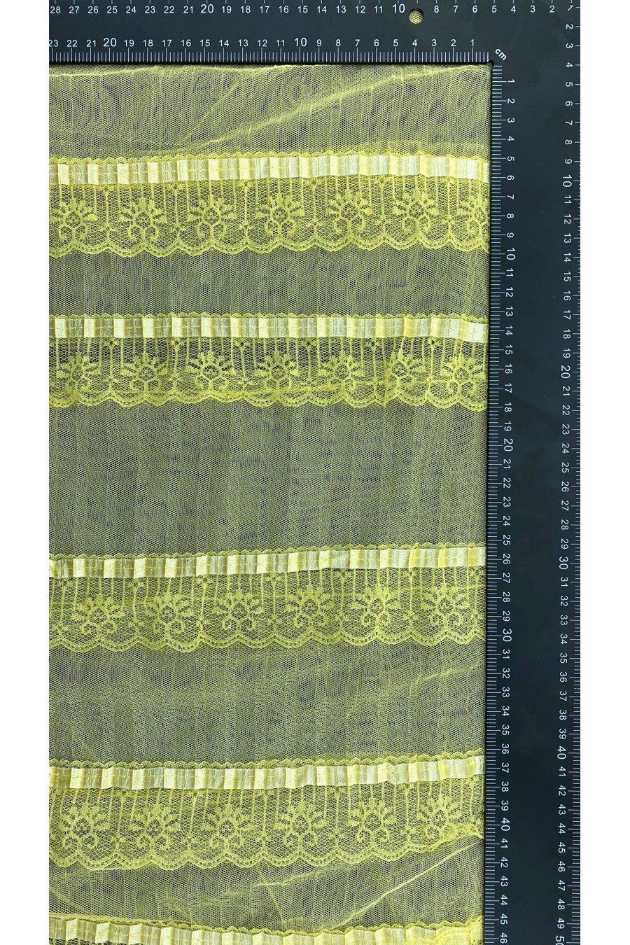 11025-METRE Sarı Fırfırlı Naylon Tül Üzeri İthal Kumaş