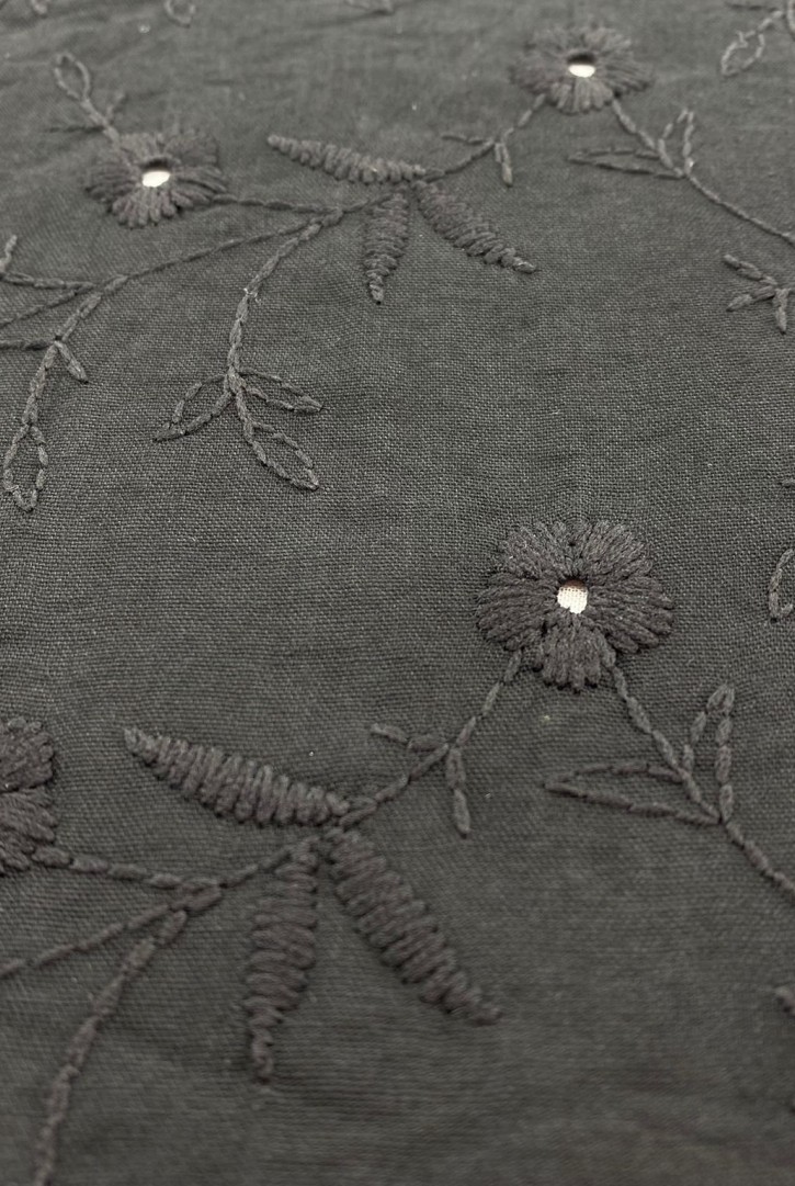 Siyah Pamuk Polyester Brode, 135 cm